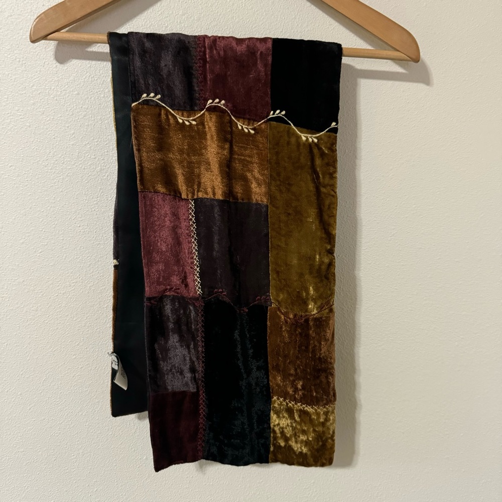 Accessory Street Patchwork Velvet Embroidered Sca… - image 3